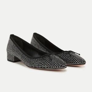Veronica Beard Cecile Rhinestone Ballet Pumps in Black Diamond
